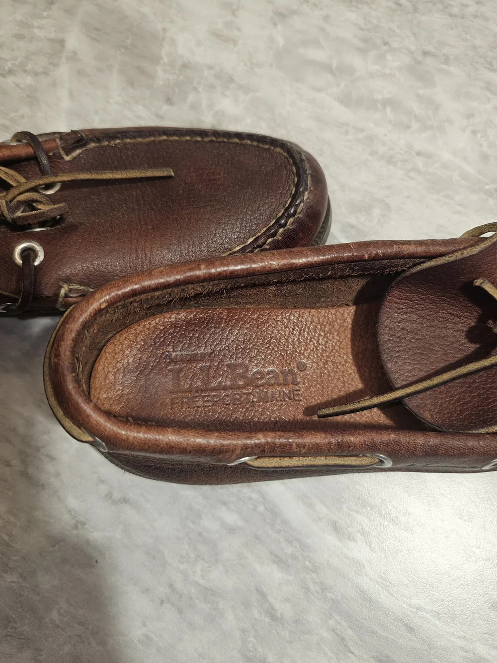 L.L. Bean Men's Dark Brown Leather Boat Shoes  - S48